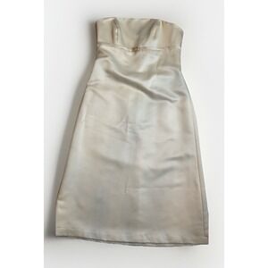 Alfred Sung Strapless Dress‎ Belted High Waist Off White Size 6 Coquette